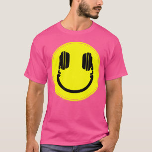 ハッピー顔DjヘッドフォンEdmミュージック Tシャツ