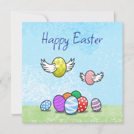 ハッピー飛んでいるイースターエッグ シーズンカード