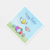 ハッピー飛んでいるイースターエッグ スタンダードランチョンナプキン (角)