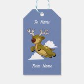 ハッピー飛んでいるクリスマストナカイ ギフトタグ (正面)
