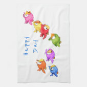 ハッピー飛んでいるバーズキッチンタオル – カスタム文字 キッチンタオル (縦)