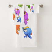 ハッピー飛んでいるバーズバスタオル – カスタム文字 バスタオルセット (インサイチュ)