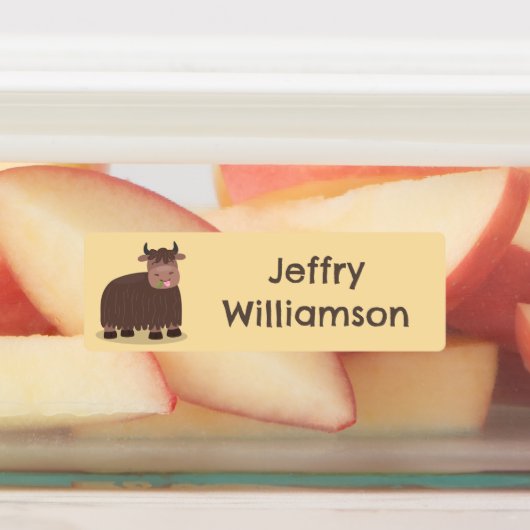 ハッピー食べヤクの草の漫画パーソナライズされた ラベル (貼付)