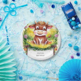 ハッピー魔法の牛誕生日 ペーパープレート