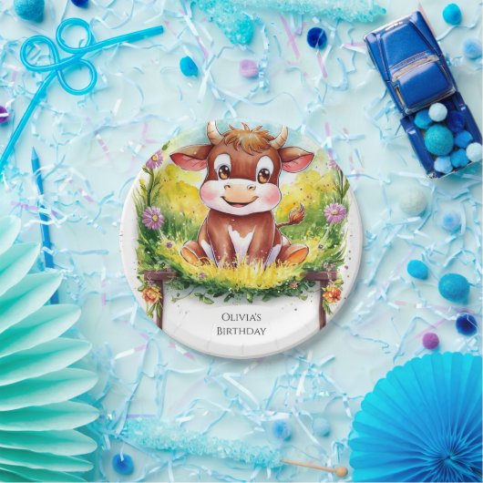 ハッピー魔法の牛誕生日 ペーパープレート (パーティー)