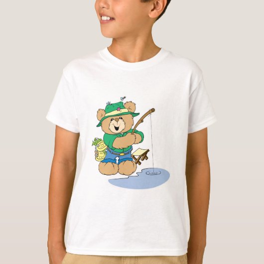 ハッピー魚釣りフィッシャーマンベア Tシャツ (正面)
