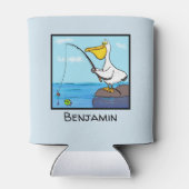 ハッピー魚釣りペリカン漫画 缶クーラー (裏面)