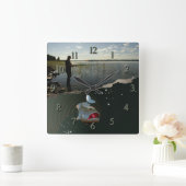 ハッピー魚釣り  スクエア壁時計 (ホーム)