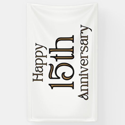 ハッピー15周年 3x5ビニールバナー 横断幕 (縦)