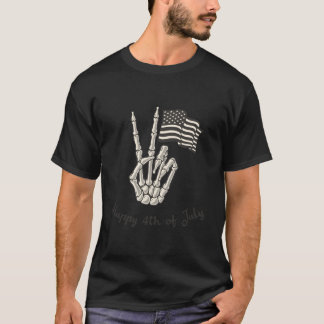 ハッピー4th・オブ・ジュライ アメリカ国旗 平和のサイン tシャツ