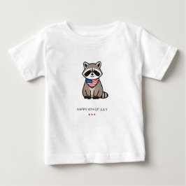 ハッピー4th・オブ・ジュライ 愛国アライグマアート ベビーTシャツ