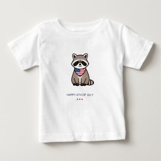 ハッピー4th・オブ・ジュライ 愛国アライグマアート ベビーTシャツ (正面)