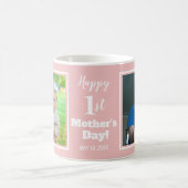 ハッピー1日目の母の日2フォトコラージュベビーピンク コーヒーマグカップ (中央)