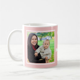 ハッピー1日目の母の日2フォトコラージュベビーピンク コーヒーマグカップ