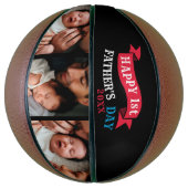 ハッピー1日目の父の日フォトコラージュタイポグラフィ バスケットボール (縦)