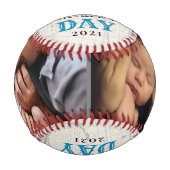 ハッピー1日目の父の日ヴィンテージマップパパベビー写真 野球ボール (正面)