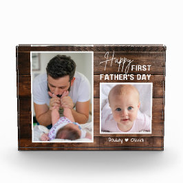 ハッピー1日目の父の日新しい父の2フォトダークウッド   フォトブロック