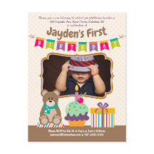 ハッピー1歳のテディベアカップケーキバンティング写真