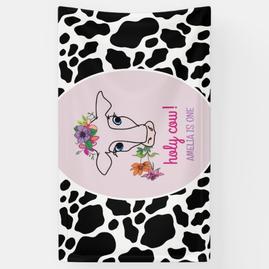 ハッピー1歳の聖なる牛 横断幕 (縦)