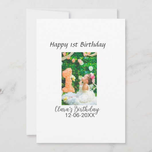 ハッピー1歳の誕生日の写真シンプルのエレガントCutemodern シーズンカード (正面)