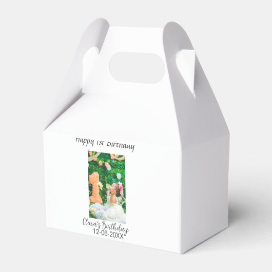 ハッピー1歳の誕生日の写真シンプルのエレガントCutemodern フェイバーボックス (正面サイド)