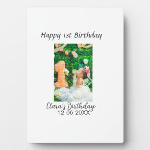 ハッピー1歳の誕生日の写真シンプルのエレガントCutemodern フォトプラーク