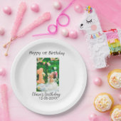 ハッピー1歳の誕生日の写真シンプルのエレガントCutemodern ペーパープレート (パーティー)