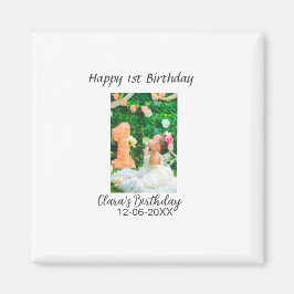 ハッピー1歳の誕生日の写真シンプルのエレガントCutemodern マグネット