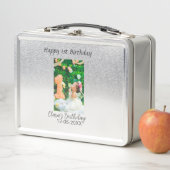 ハッピー1歳の誕生日の写真シンプルのエレガントCutemodern メタルランチボックス (インサイチュ)