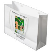 ハッピー1歳の誕生日の写真シンプルのエレガントCutemodern ラージペーパーバッグ (正面アングル)