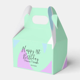 ハッピー1歳の誕生日 ピンク グリーン ブルー アクリルポア フェイバーボックス