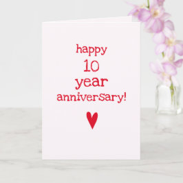 ハッピー10周年 – かわいい赤いハート カード