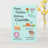 ハッピー10月誕生日折り畳みグリーティングカード カード (黄色い花)