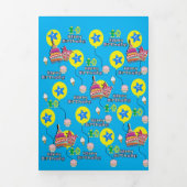 ハッピー10誕生日カード、#10青&黄 三つ折りカード (カバー)