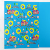 ハッピー10誕生日カード、#10青&黄 三つ折りカード (内部最初)