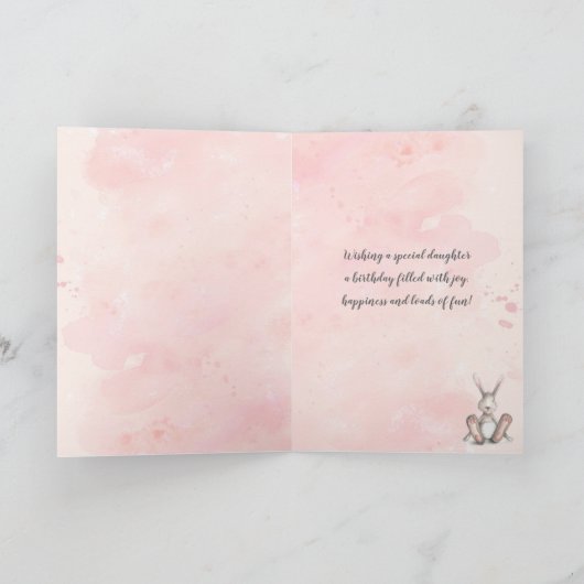 ハッピー10誕生日ドーターウォーターカラーバニー カード (内部)