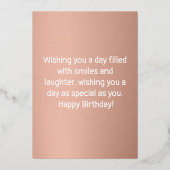 ハッピー10誕生日ピンク金ゴールドガーリーテン 箔招待状 (裏面)