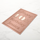 ハッピー10誕生日ピンク金ゴールドガーリーテン 箔招待状 (回転した状態)