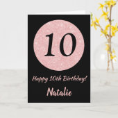 ハッピー10誕生日ブラックとバラピンク金ゴールド カード (黄色い花)