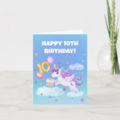 ハッピー10誕生日ユニコーンとお誕生日ケーキ カード (正面)