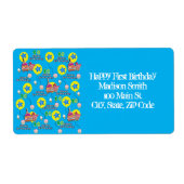 ハッピー10誕生日住所 シールブルー ラベル (正面)