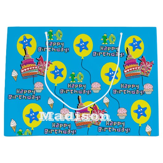 ハッピー10誕生日抱き枕#10ブルー ラージペーパーバッグ (正面)