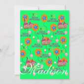 ハッピー10誕生日招待状誕生日#10緑 招待状 (正面)