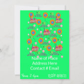 ハッピー10誕生日招待状誕生日#10緑 招待状 (裏面)