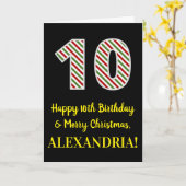 ハッピー10誕生日&メリークリスマス,名前をカスタムする カード (黄色い花)