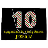 ハッピー10誕生日&メリークリスマス,名前をカスタムする ラージペーパーバッグ (裏面)