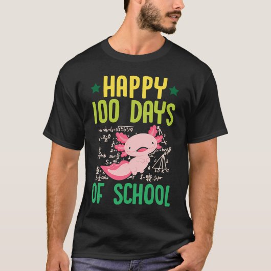 ハッピー100日の学校のペットAxolotl数学先生 Tシャツ (正面)