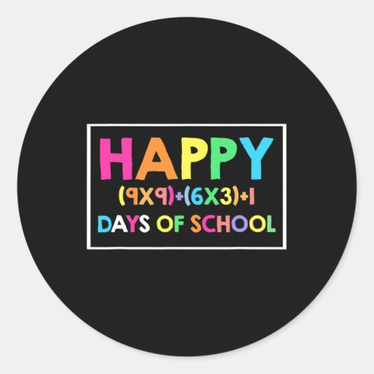 ハッピー100日の学校の数学おもしろいTeeの数学Lov ラウンドシール (正面)