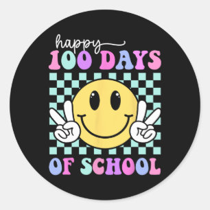 ハッピー100日の学校スマイル先生ボーイガール10 ラウンドシール