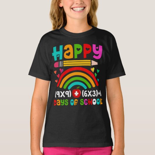 ハッピー100日の学校レインボー数学 Tシャツ (正面)
